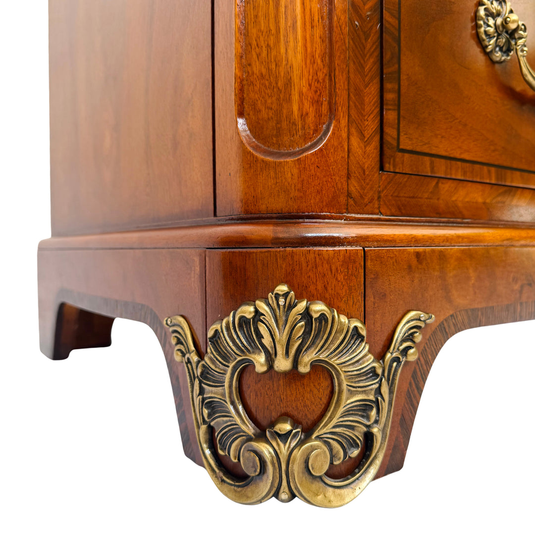 Henredon Inlaid Burlwood Louis XVI Style Commode / Chest of Drawers With Marble Top