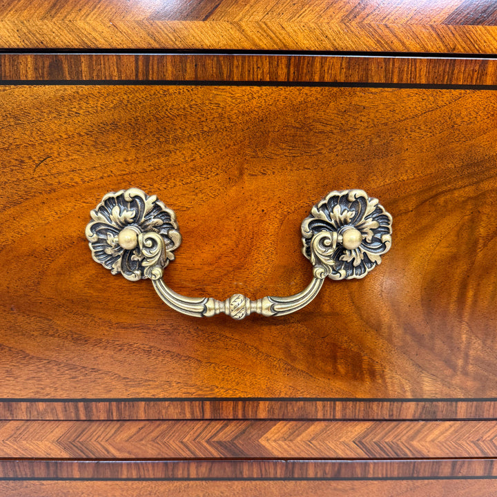 Henredon Inlaid Burlwood Louis XVI Style Commode / Chest of Drawers With Marble Top