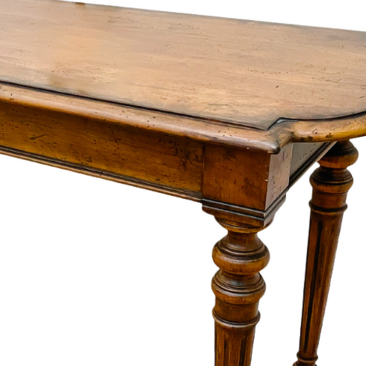 Henredon Neoclassical Style Walnut Sofa Table on Casters