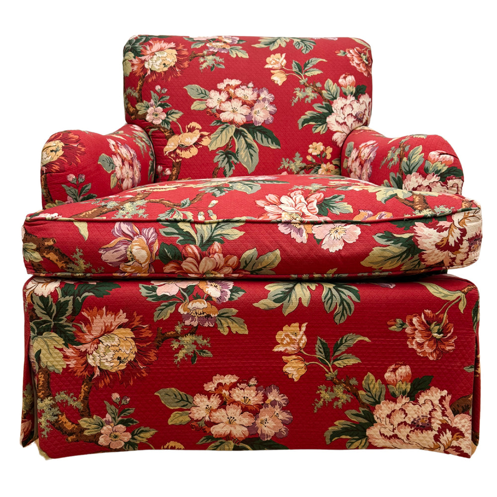 Hickory Chair Sovereign Collection Red Floral Swivel Chairs
