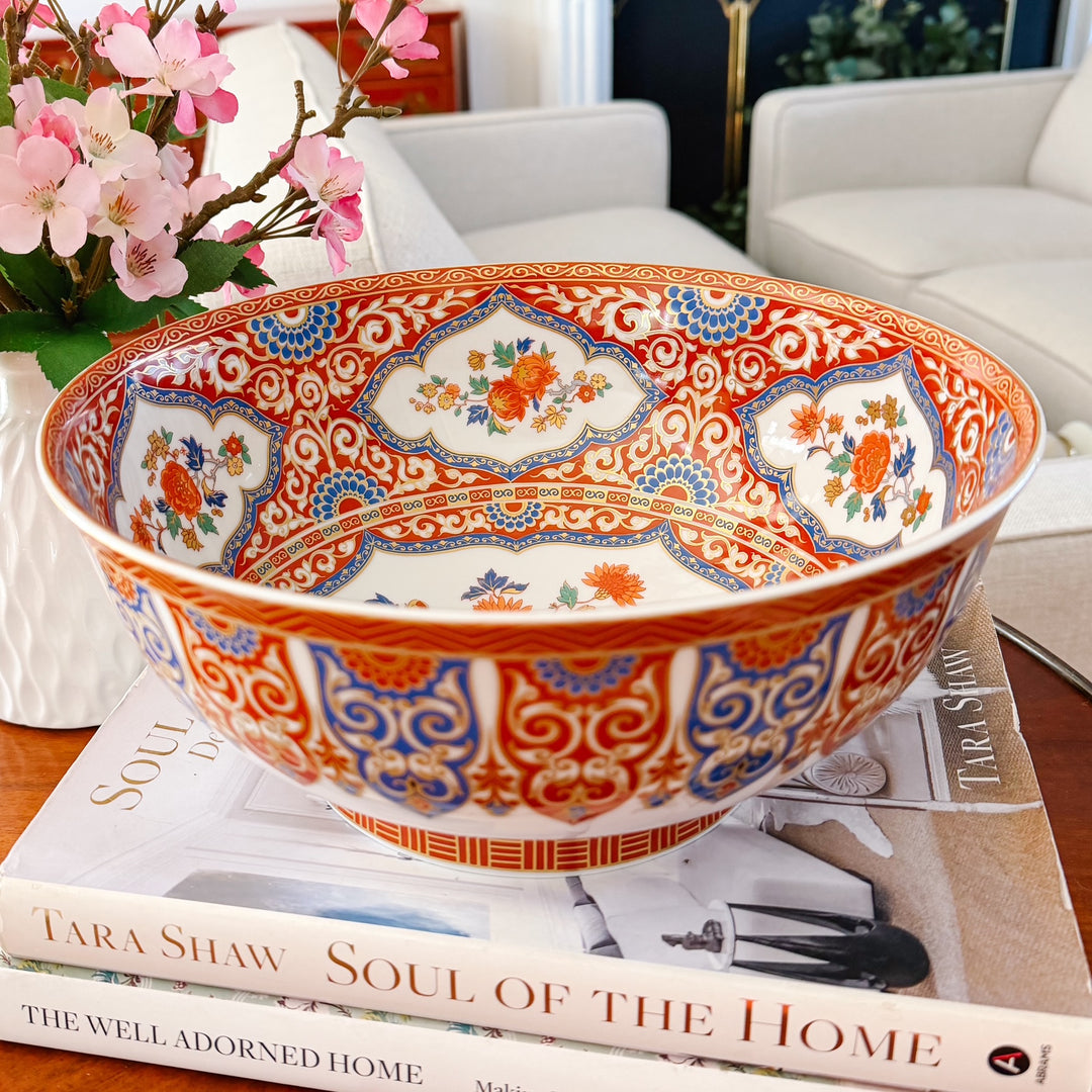 Vintage Kaiser Germany "Ming" Imari Style Porcelain Centerpiece Bowl