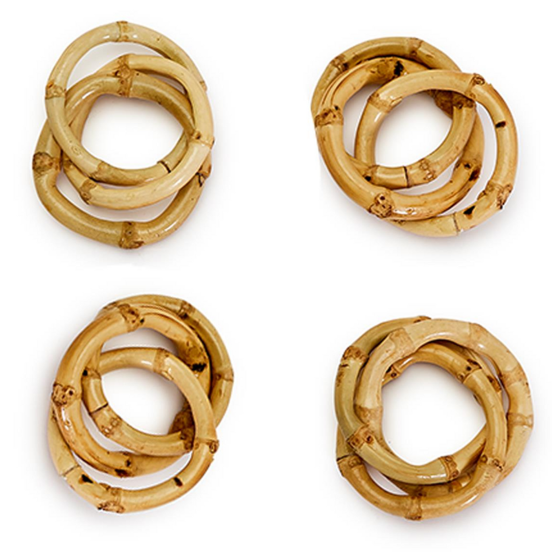 3-Ring Intertwined Natural Bamboo Napkin Rings