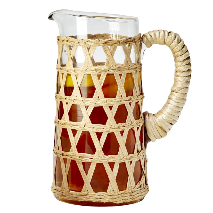 Island Chic Hand-Woven Lattice Pitcher & Glasses Set