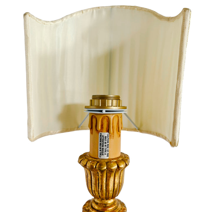 Italian Baroque Giltwood Wall Sconces with Pleated Silk Shades