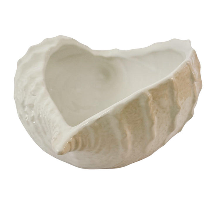 Italian Bassano White Ceramic Conch Shell Bowl – Decorative Planter or Serving Dish