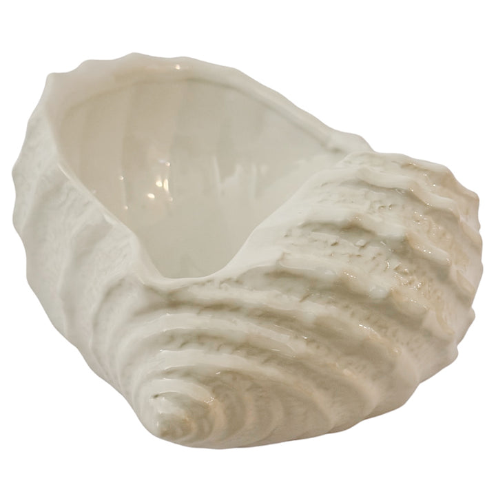 Italian Bassano White Ceramic Conch Shell Bowl – Decorative Planter or Serving Dish