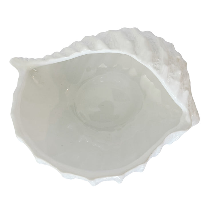 Italian Bassano White Ceramic Conch Shell Bowl – Decorative Planter or Serving Dish