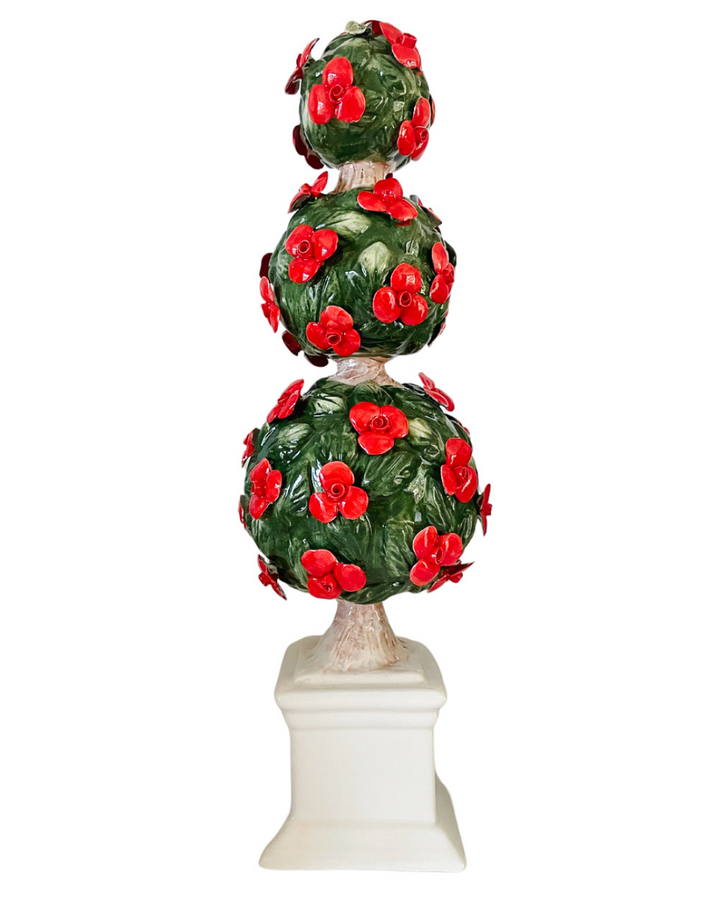 Italian Capodimonte Three Sphere Floral Topiary (4)