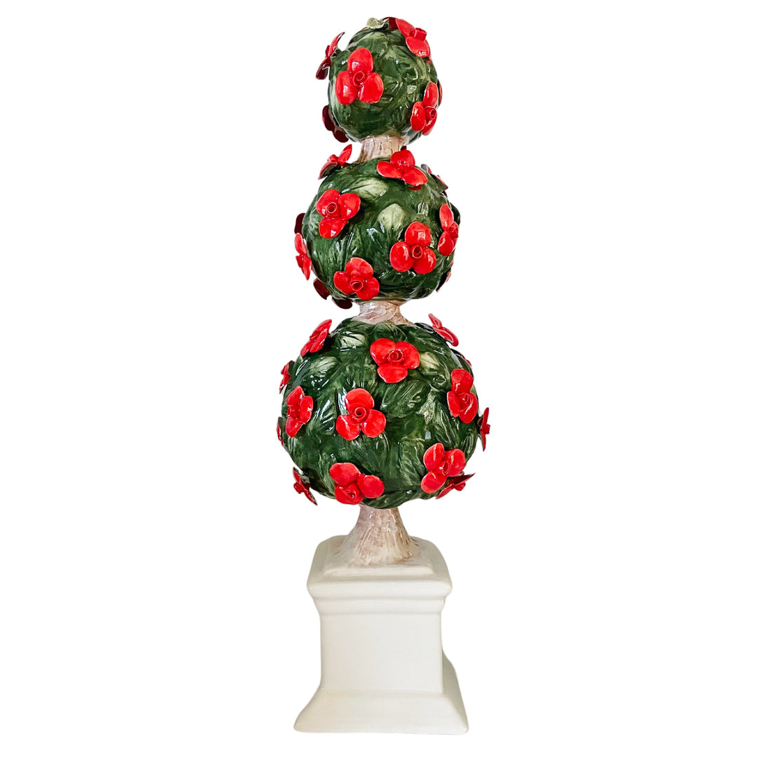 Italian Capodimonte Three Sphere Floral Topiary