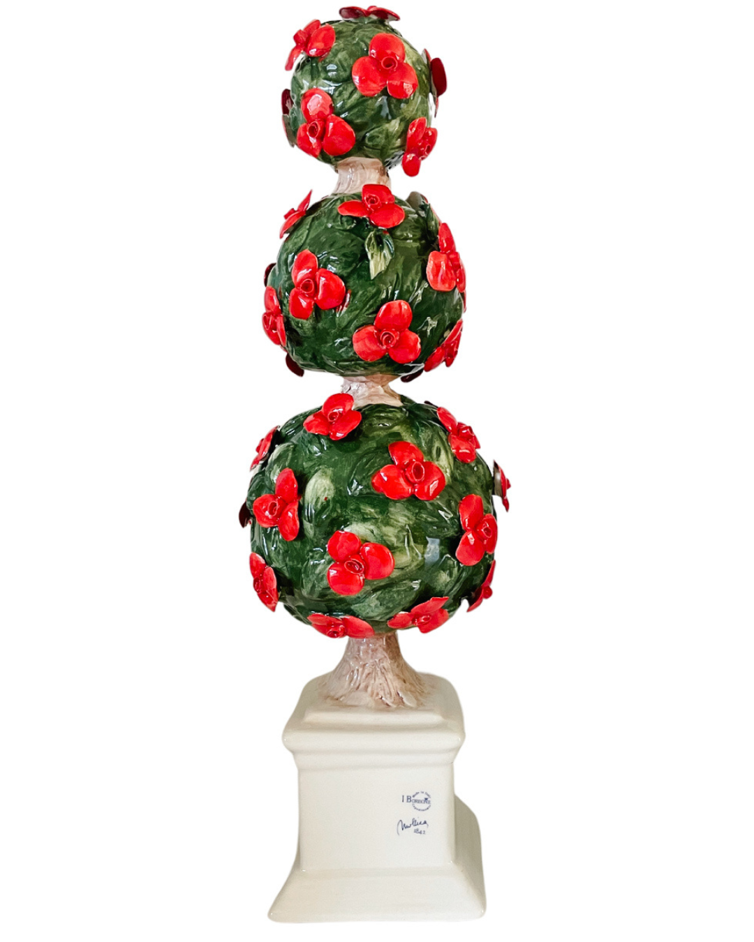 Italian Capodimonte Three Sphere Floral Topiary (4)