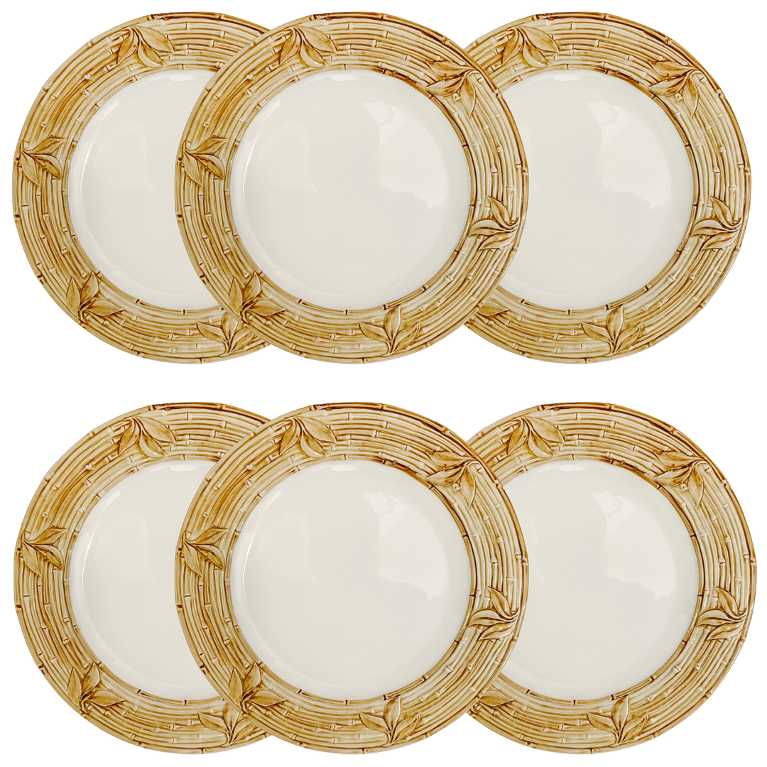 Italian Ceramic Faux Bamboo Dinner Plates