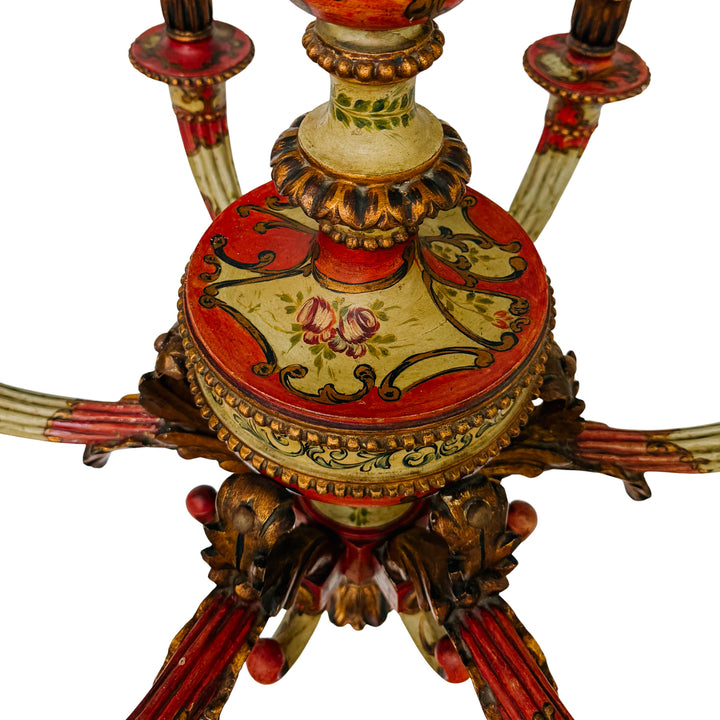 Italian Florentine Rococo Style Polychrome & Giltwood Chandelier