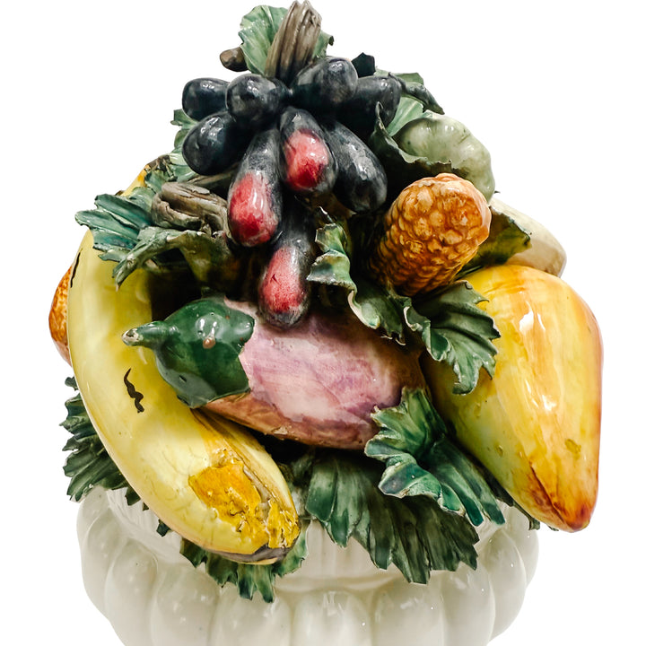 Italian Glazed Majolica Mixed Fruit & Veggies Topiary Centerpiece