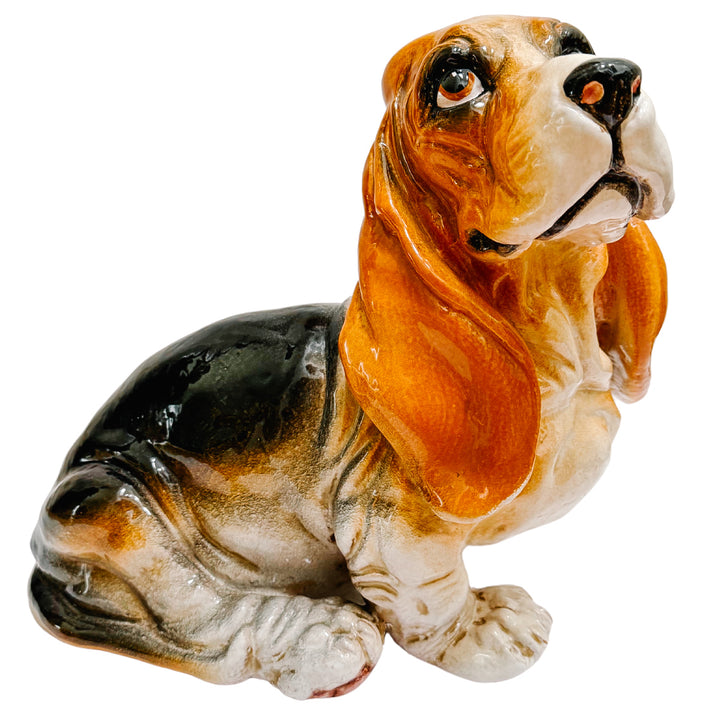 Italian Glazed Terracotta Beagle Dog Statue