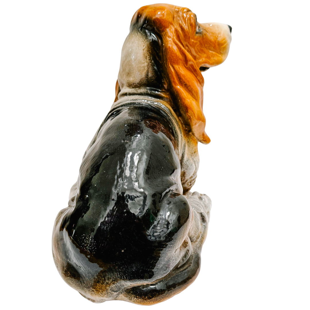 Italian Glazed Terracotta Basset Hound Dog Statue
