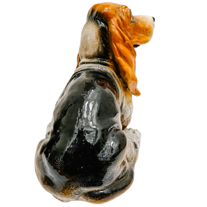 Italian Glazed Terracotta Basset Hound Dog Statue