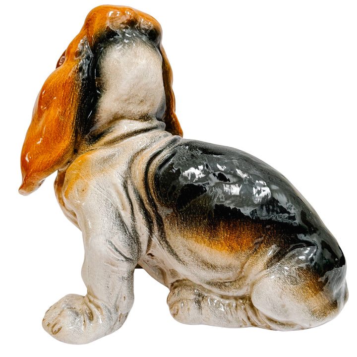 Italian Glazed Terracotta Basset Hound Dog Statue