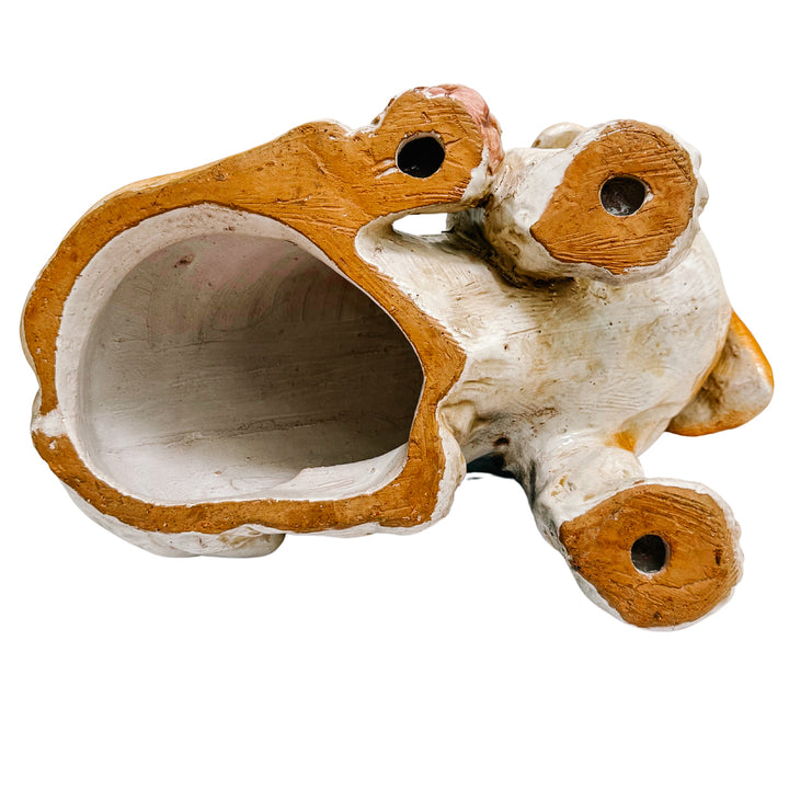 Italian Glazed Terracotta Basset Hound Dog Statue