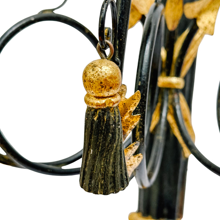 Italian Hollywood Regency Torch & Arrow 3-Arm Giltwood Wall Sconce