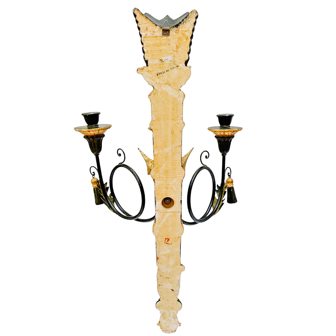 Italian Hollywood Regency Torch & Arrow 3-Arm Giltwood Wall Sconce