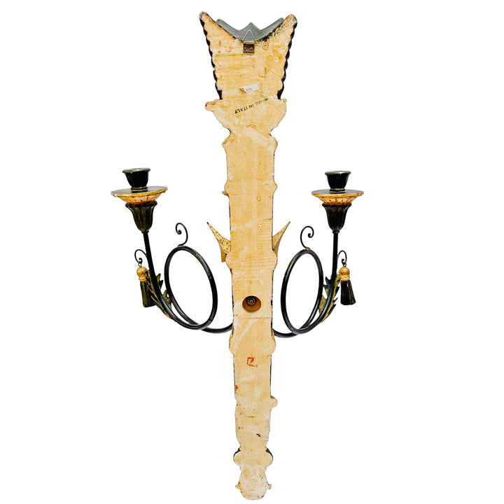 Italian Hollywood Regency Torch & Arrow 3-Arm Giltwood Wall Sconce