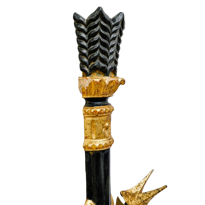 Italian Hollywood Regency Torch & Arrow 3-Arm Giltwood Wall Sconce
