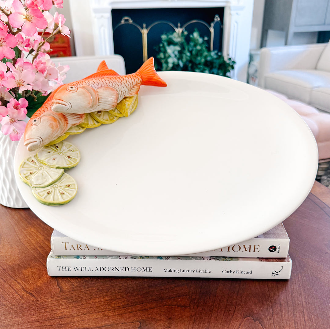 Italian Majolica Ceramic Fish Serving Platter by Le Ceramiche Bassano Del Grappa