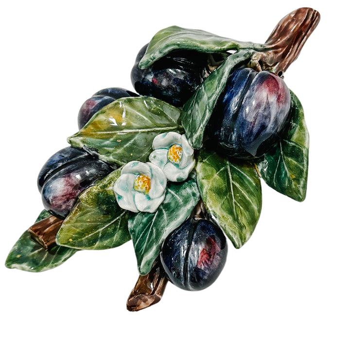 Italian Majolica Pottery Hanging Fruit Wall Plaques