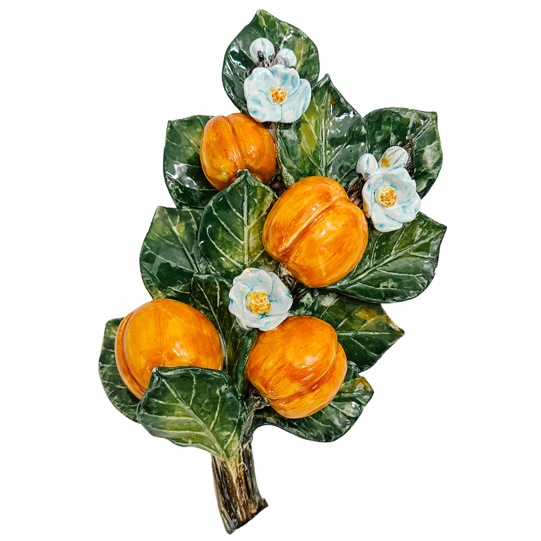 Italian Majolica Pottery Hanging Fruit Wall Plaques