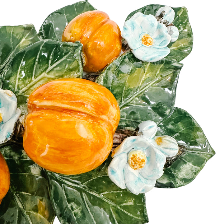 Italian Majolica Pottery Hanging Fruit Wall Plaques