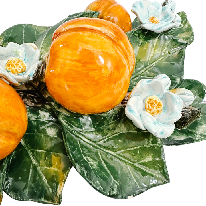 Italian Majolica Pottery Hanging Fruit Wall Plaques