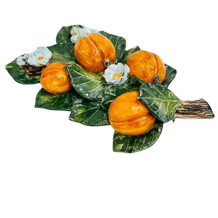 Italian Majolica Pottery Hanging Fruit Wall Plaques