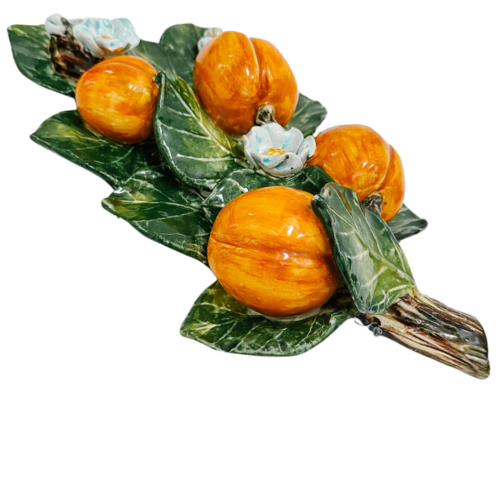 Italian Majolica Pottery Hanging Fruit Wall Plaques