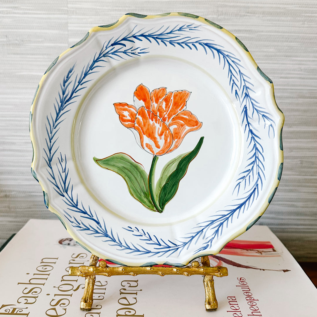 Italian Majolica Hand-Decorated Tulip Plate
