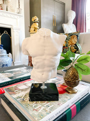 Italian Male Torso Sculpture on Marble Base
