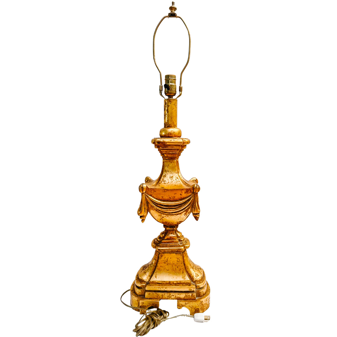 1960 Italian Neoclassical Carved Giltwood Table Lamps