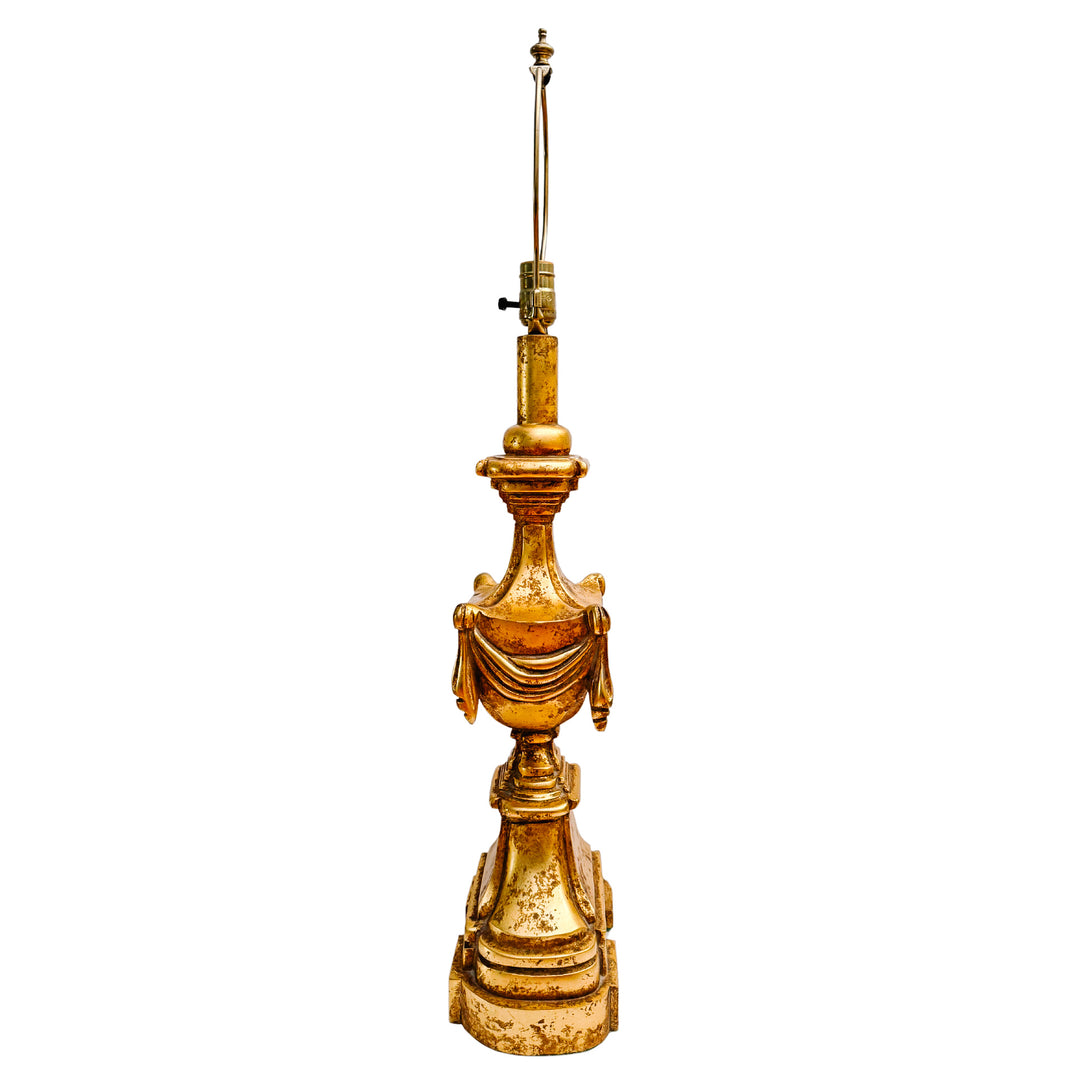 1960 Italian Neoclassical Carved Giltwood Table Lamps