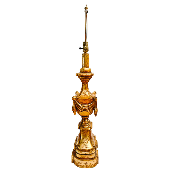 1960 Italian Neoclassical Carved Giltwood Table Lamps