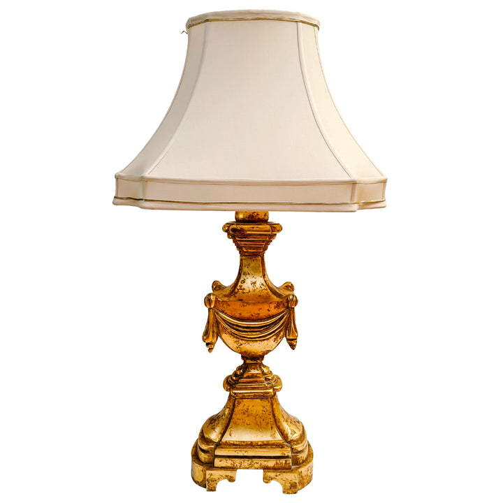 1960 Italian Neoclassical Carved Giltwood Table Lamps