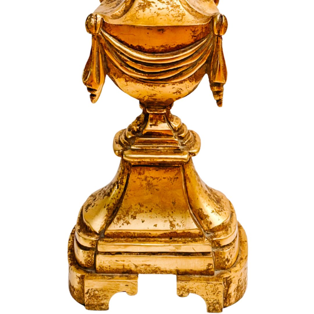 1960 Italian Neoclassical Carved Giltwood Table Lamps