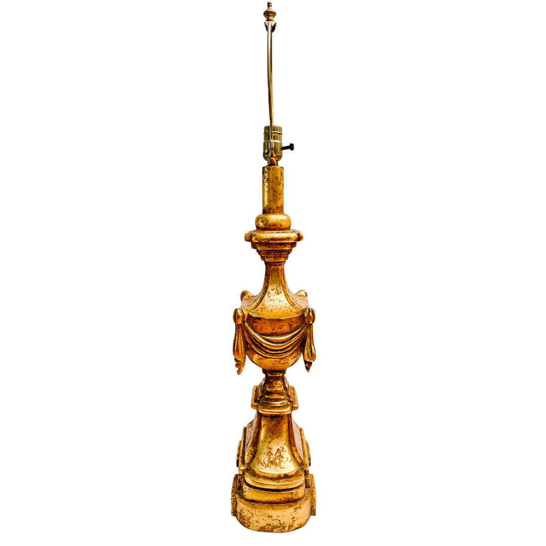 1960 Italian Neoclassical Carved Giltwood Table Lamps