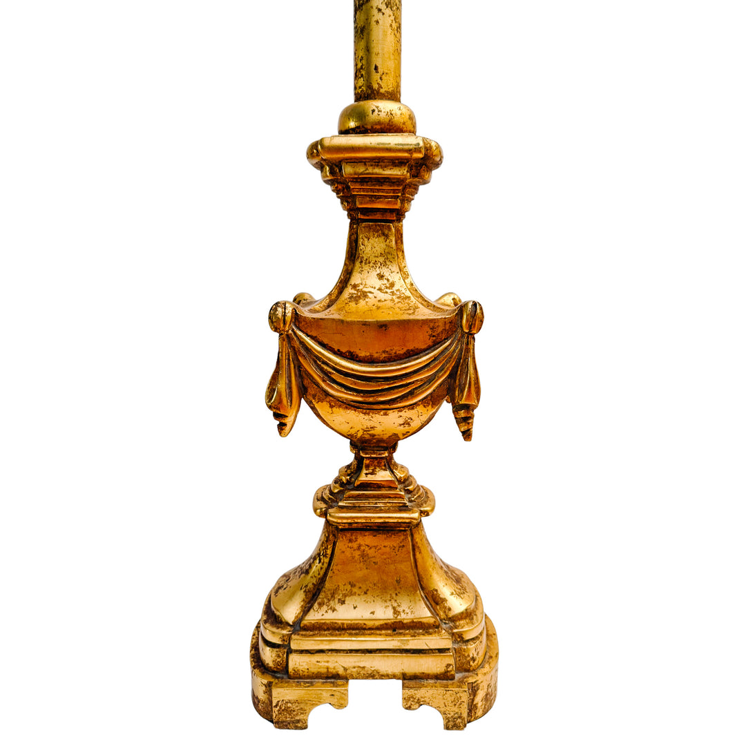 1960 Italian Neoclassical Carved Giltwood Table Lamps