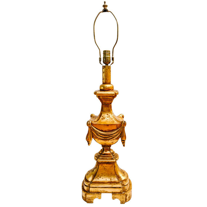 1960 Italian Neoclassical Carved Giltwood Table Lamps