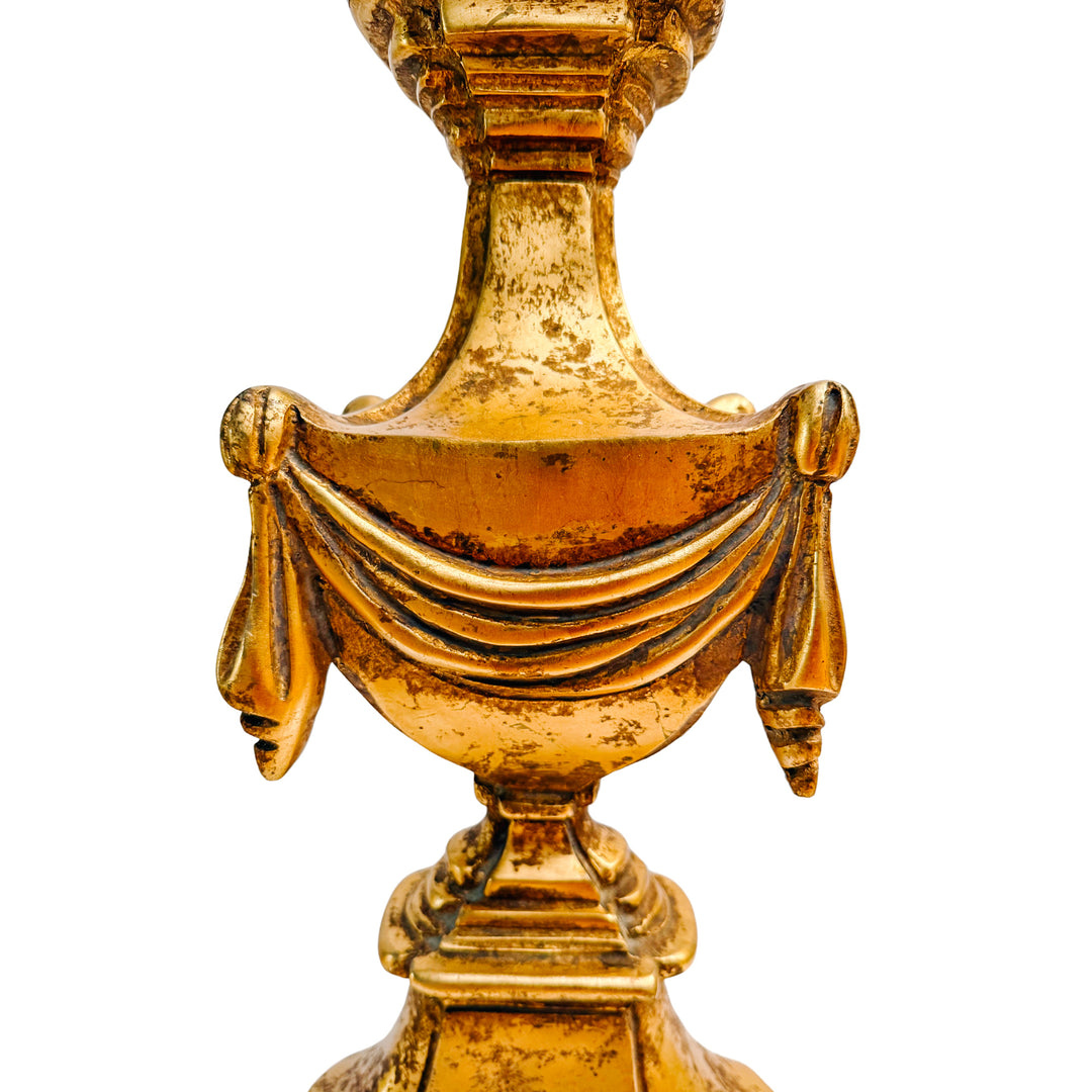 1960 Italian Neoclassical Carved Giltwood Table Lamps