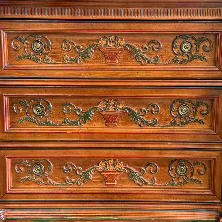 Italian Renaissance Revival Carved 3-Drawer Chest With Marble Top by Pulaski