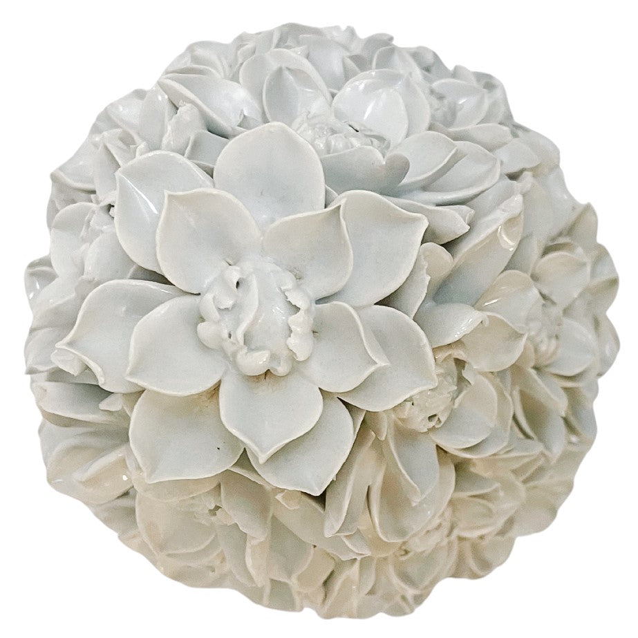 Italian White Glazed White Magnolia Topiary