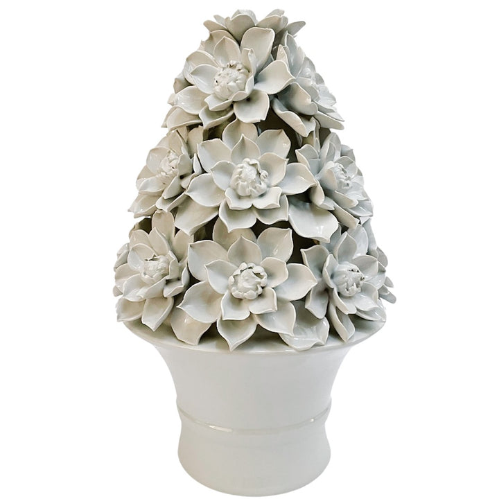 Italian White Glazed White Magnolia Topiary