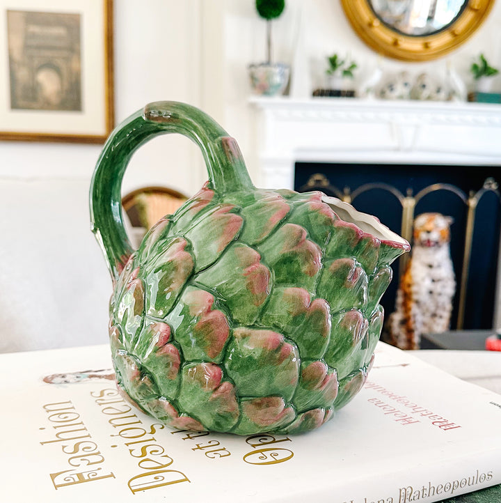 Italian Glazed Porcelain Artichoke Serving Pitcher