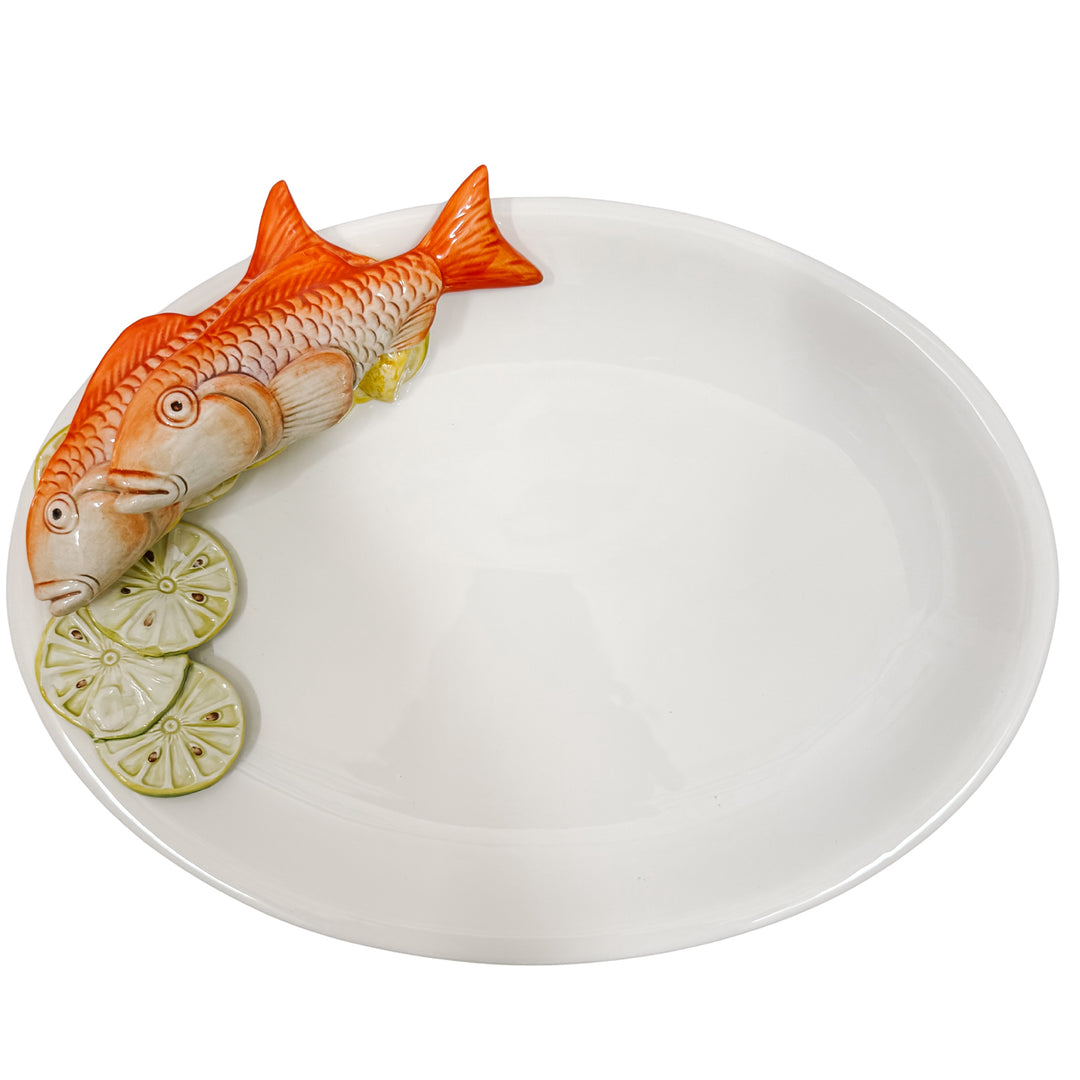 Italian Majolica Ceramic Fish Serving Platter by Le Ceramiche Bassano Del Grappa