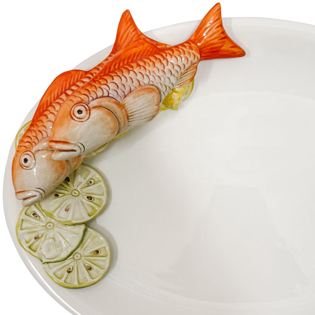 Italian Majolica Ceramic Fish Serving Platter by Le Ceramiche Bassano Del Grappa